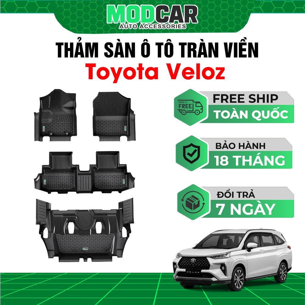 [TẶNG RỐI] Thảm Lót Sàn Toyota Veloz (2022 - Hiện tại) - Modcar - Nhựa TPE không mùi, tràn viền
