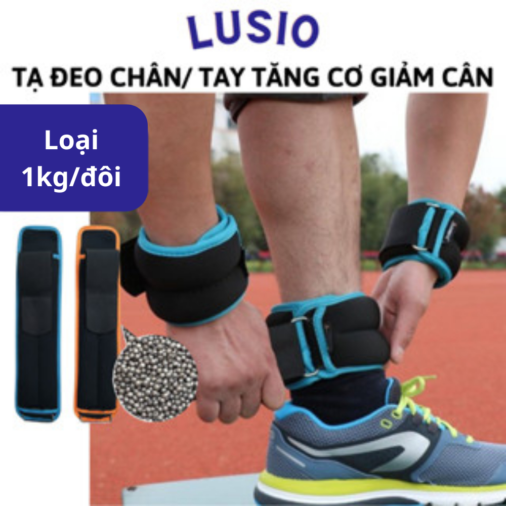 Tạ đeo cổ tay, tạn đeo chân tập gym loại 2KG/đôi (mỗi bên 1KG) chất liệu hạt bi sắt tăng cơ giảm mỡ 