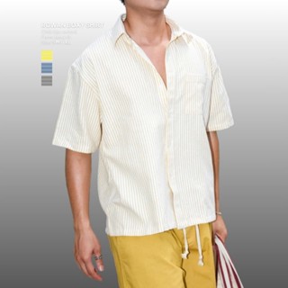 Áo Sơ Mi Nam Ngắn Tay Kẻ Sọc B Brown Rowan Boxy Shirts - Form Rộng, Vải Oxford, Dùng Hàng Ngày