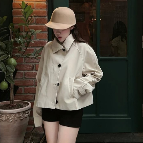  Áo Khoác Kaki Nữ Mangto Basic Dáng Ngắn Cổ Bẻ Form Đứng Thời Trang Hàn Quốc Mùa Thu Đông Kimee - KA648 