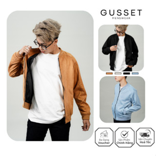  Áo Khoác Bomber Gió Da Lộn Nam BG GUSSET Áo Khoác 2 Lớp Dày Dặn Phong Cách Hàn Quốc 