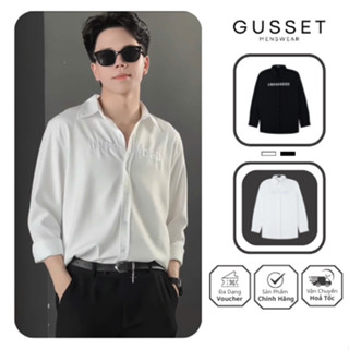  Áo Sơ Mi Nam Oversize GUSSET SMT01 Thêu Chữ UNBOUNDED Form Rộng Chất Lụa Mềm Mịn Thoáng Mát Phong Cách Trẻ Trung 