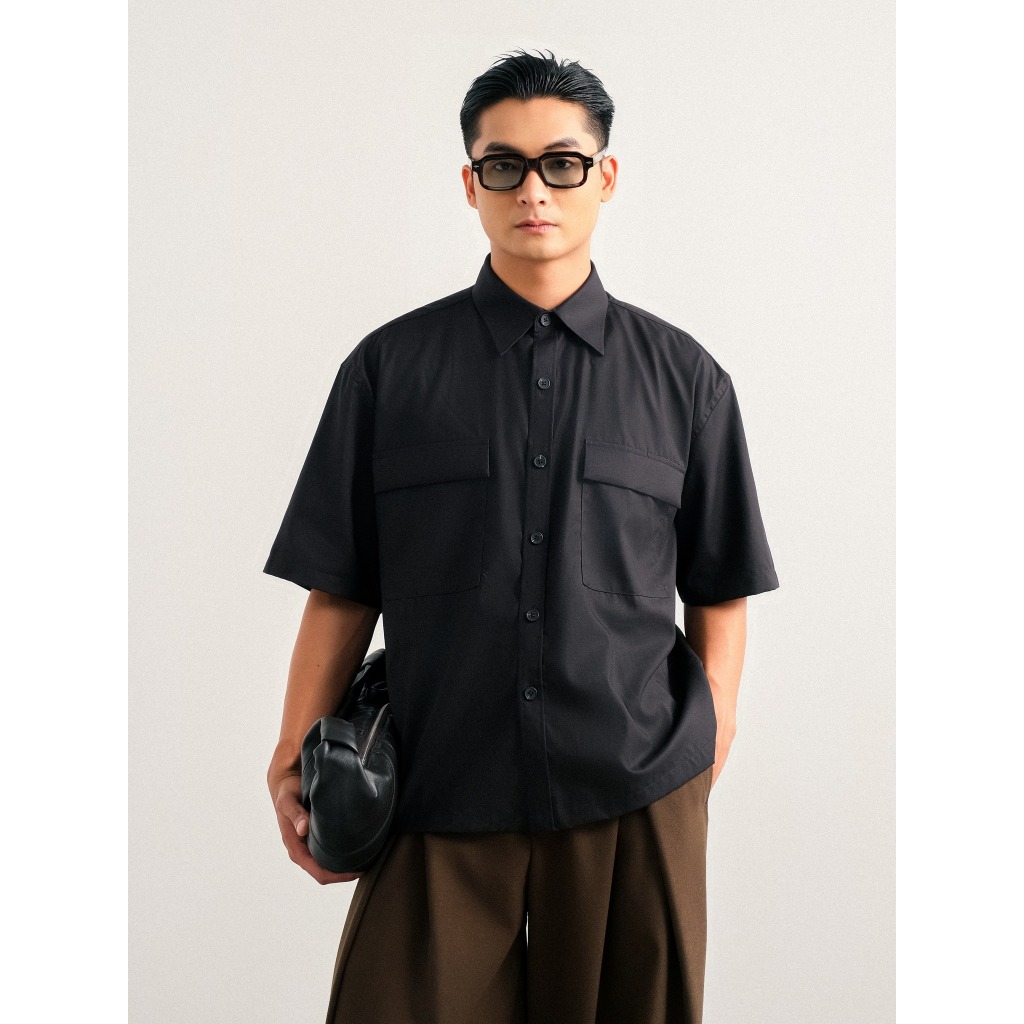 Áo Sơ Mi Nam B Brown Lucas Pocket Relaxed Shirts - Tay Lửng Túi Hộp, Thoải Mái, Mặc Hàng Ngày