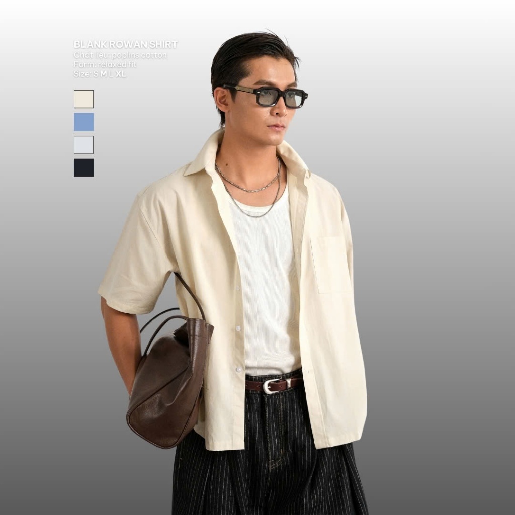 Áo Sơ Mi Nam B Brown Rowan Boxy Shirts - Ngắn Tay, Màu Trơn, Form Rộng, Phối Đồ Linh Hoạt