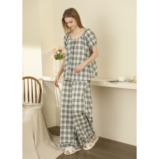  After Bath - Bộ Cotton Mặc Nhà Tindra Check Cotton Lounge Set - PJ220 