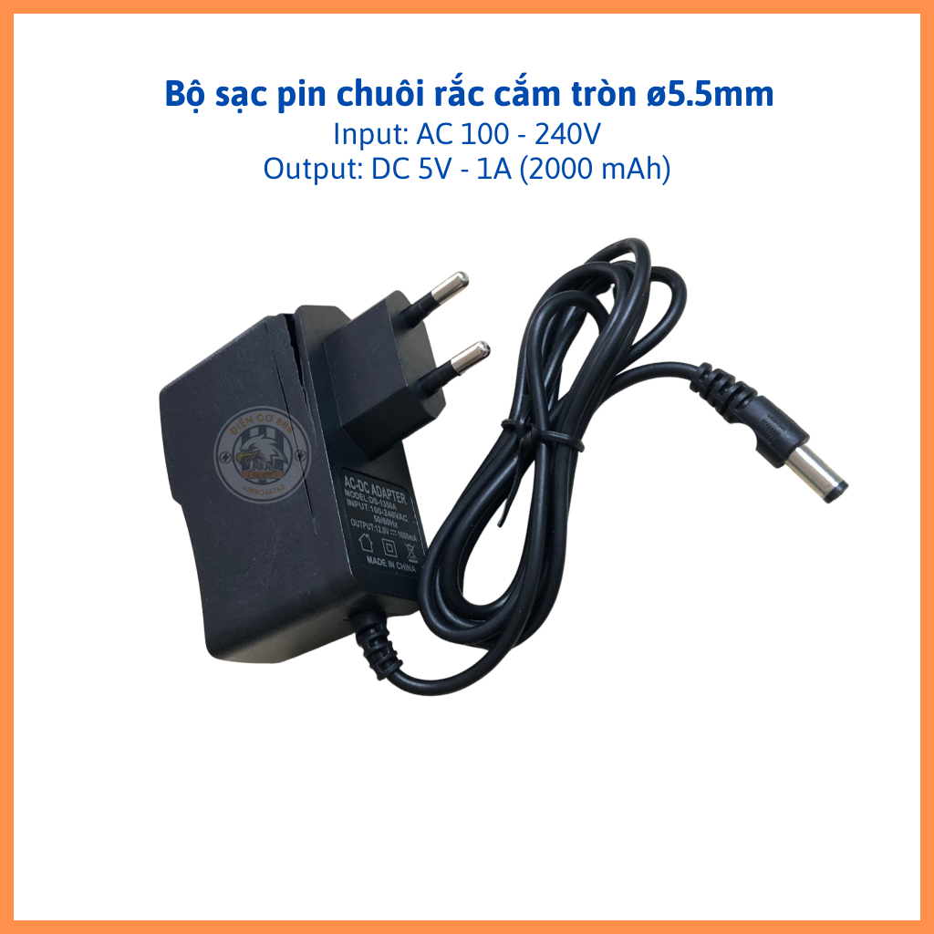 Cục sạc máy cân mực laser output 5 VDC - 1A jack 5.5 mm (input 100 -240VAC)