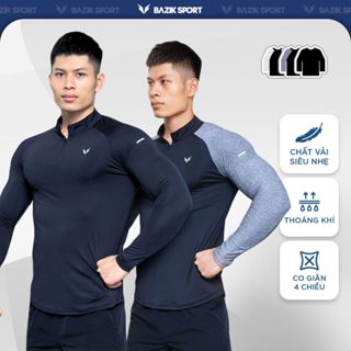 Áo Thun Dài Tay Cổ Trụ Zip BAZIK Wings W01 Co Giãn, Giữ Nhiệt Tốt, Thể Thao, Chạy Bộ, Bơi Lội