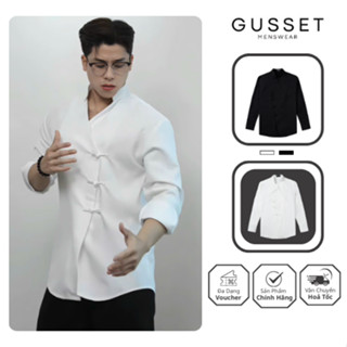 Áo Sơ Mi Nam Cúc Tàu GUSSET SMCT Form Rộng Dài Tay Chất Vải Lụa Mango Mềm Phong Cách Trung Hoa Lịch Lãm, Thoáng Mát