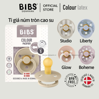  Ti giả Bibs Colour Studio Boheme Liberty Delux ty ngậm núm tròn cao su cho bé 0-6m 6m+ Đan Mạch 