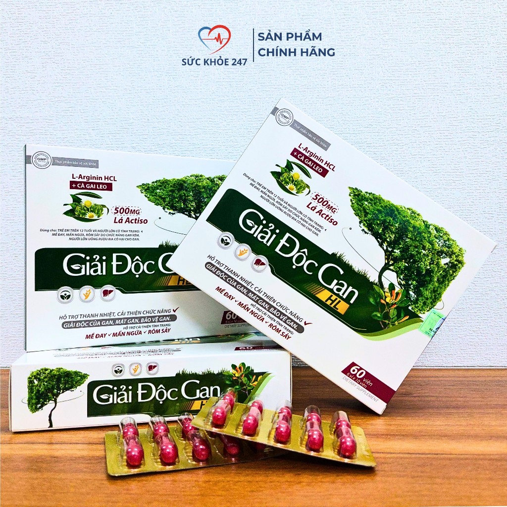 Viên Uống Giải Độc Gan HL - Cà Gai Leo & Atiso, Mát Gan, Giảm Nóng Trong, Hộp 60 Viên