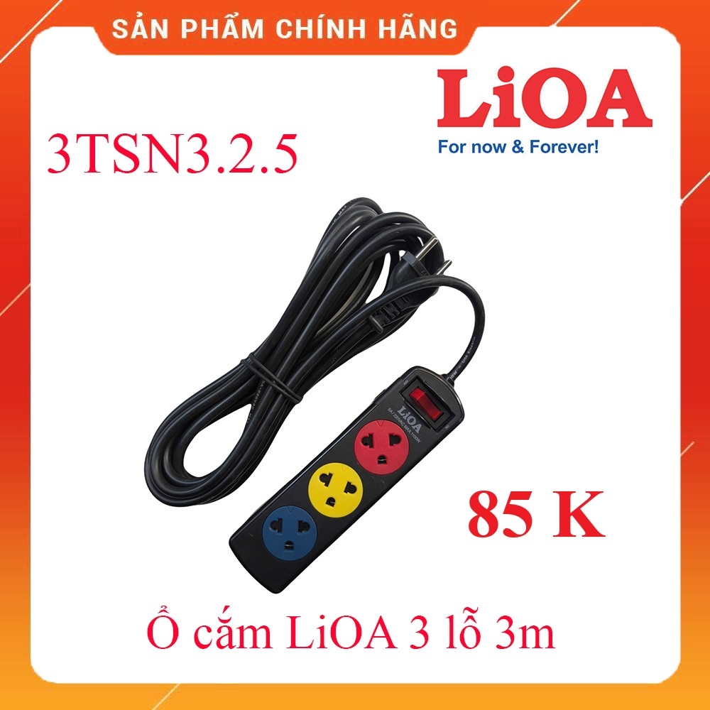 Ổ cắm LiOA 3 lỗ chính hãng - ổ cắm dây dài 3 m  – Chính hãng LiOA, dây dài tiện lợi  - 3TSN3.2.5