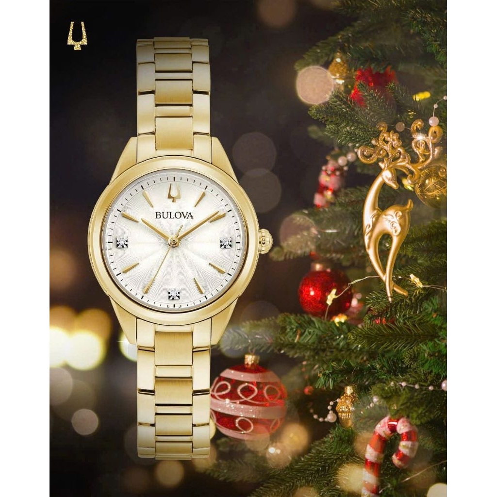 [Chính Hãng 100%] Đồng Hồ Nữ Bulova 97P150 Gold Máy Quartz (Pin) Kính Khoáng Siz 28mm Thép Không Gỉ 