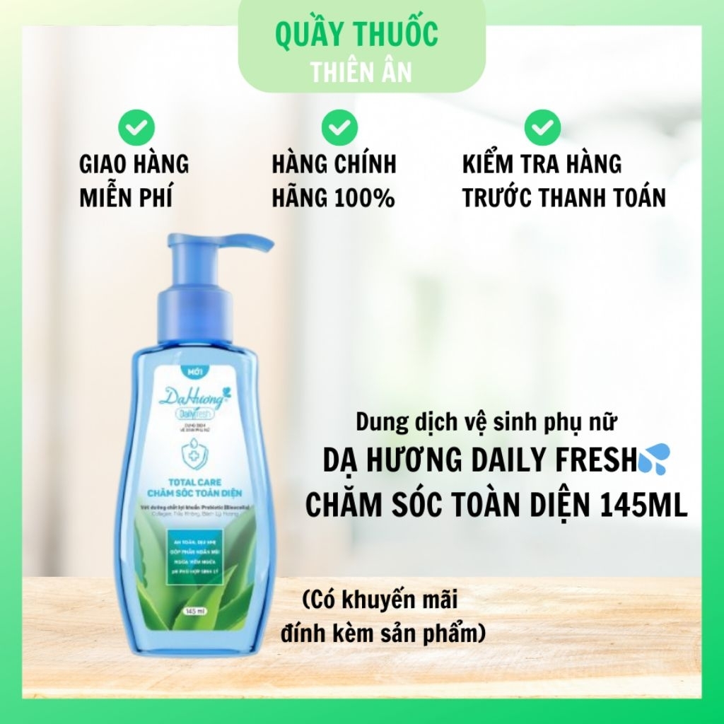 Dung dịch vệ sinh phụ nữ Dạ Hương Daily fresh ( Xanh ) chăm sóc toàn diện 145ml