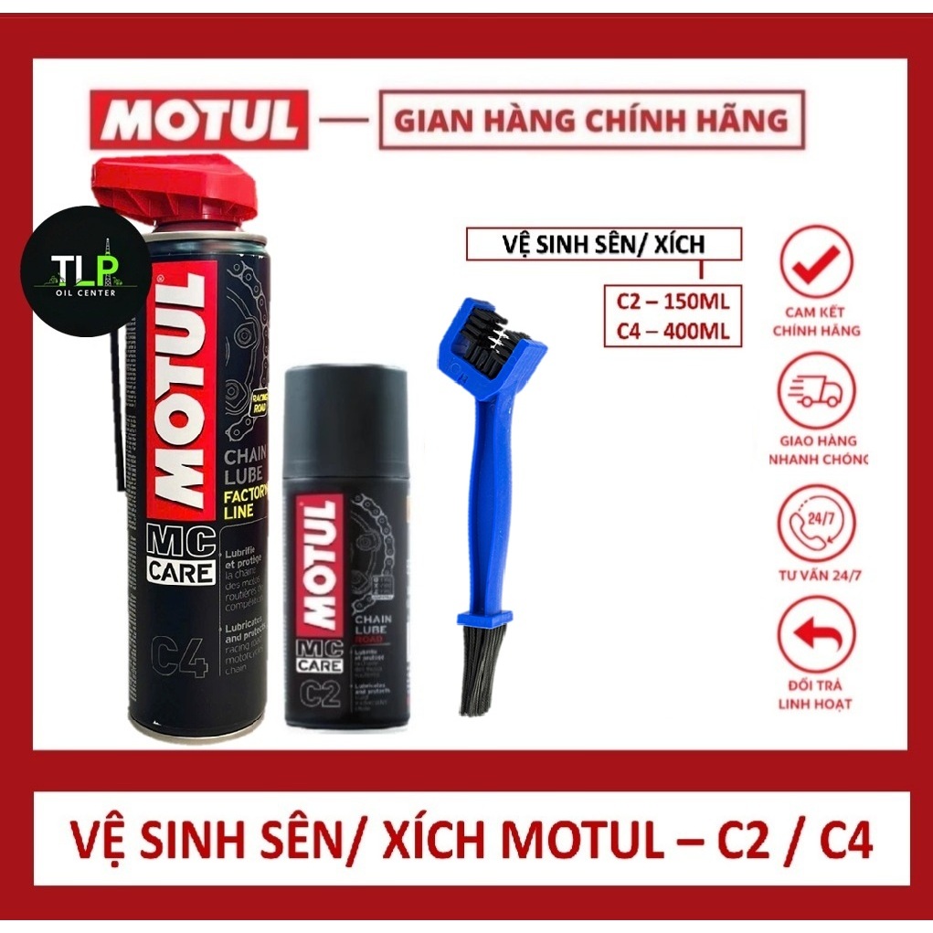 COMBO DƯỠNG SÊN/ XÍCH MOTUL C2/C4 CHAIN LUBE FACTORY LINE + CHÀ SÊN