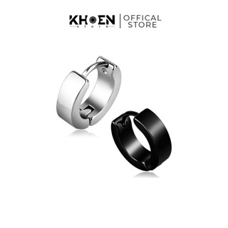  1 Chiếc  Khuyên tai tròn dày 8mm màu bạc và đen - Thép không gỉ - KhoenStore 