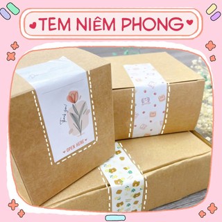 Set 20 Tem dán niêm phong hộp quà 10x5cm,decal có cán màng bóng mẫu siêu đẹp, dán chắc chắn,trang trí tiện lợi hàng sẵn