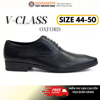 (40-50) Giày big size nam V-Class Oxford da bò, Giày tây công sở có dây tinh tế, thanh lịch