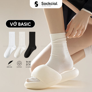 Set Tất Nữ Cổ Cao Trơn Mềm Mại Êm Ái Siêu Thoáng Khí, Vớ Chất Cotton Dày Dặn Màu Trắng Kem Đen Basic Dễ Phối Đồ - TH/L2