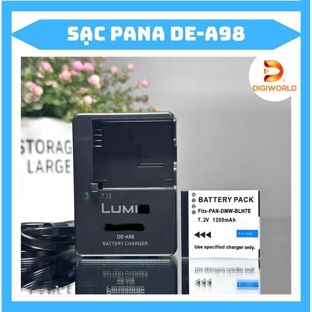 Sạc Pana DE-A98 cho pin BLH7 Tương thích DMC-LX10, LX15, LX9; G DC-GF10, GF9W, GX800, GX850, GX880