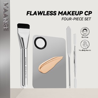 Bộ Dụng Cụ Khay Thìa Trộn Tán Kem Nền Bằng Thép MAANGE Chính Hãng Chống Gỉ Dễ Vệ Sinh 51580+1614