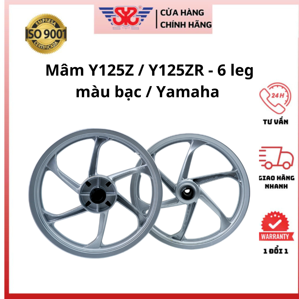 Mâm yaz | Vành đúc yaz Y125Z, Y125ZR 6 cây bạc chính hãng Yamaha 5XK-F5168/338