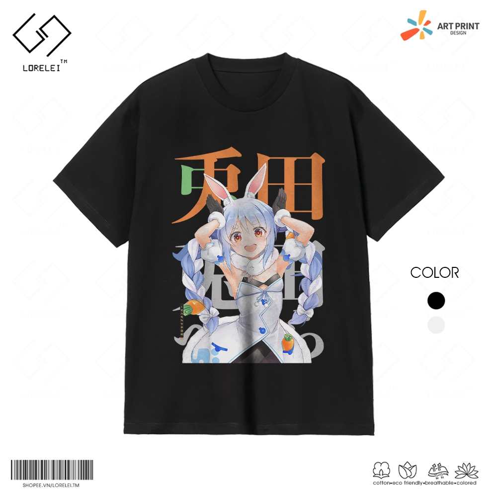 Áo thun Unisex HOLOLIVE Usada Pekora Cotton 100% ngắn tay