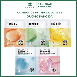  Combo 10 Mặt Nạ Colorkey Dưỡng Sáng Cấp Ẩm Và Phục Hồi Da Tăng Độ Đàn Hồi 30ml B3 Brightening Mask Hasaki 