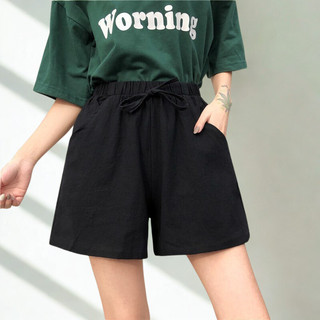 quần short nữ,quần đùi nữ cạp chun đính nơ chất đũi mềm mát 3 màu bassic