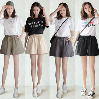 quần short nữ,quần đùi nữ cạp chun đính nơ chất đũi mềm mát 3 màu bassic