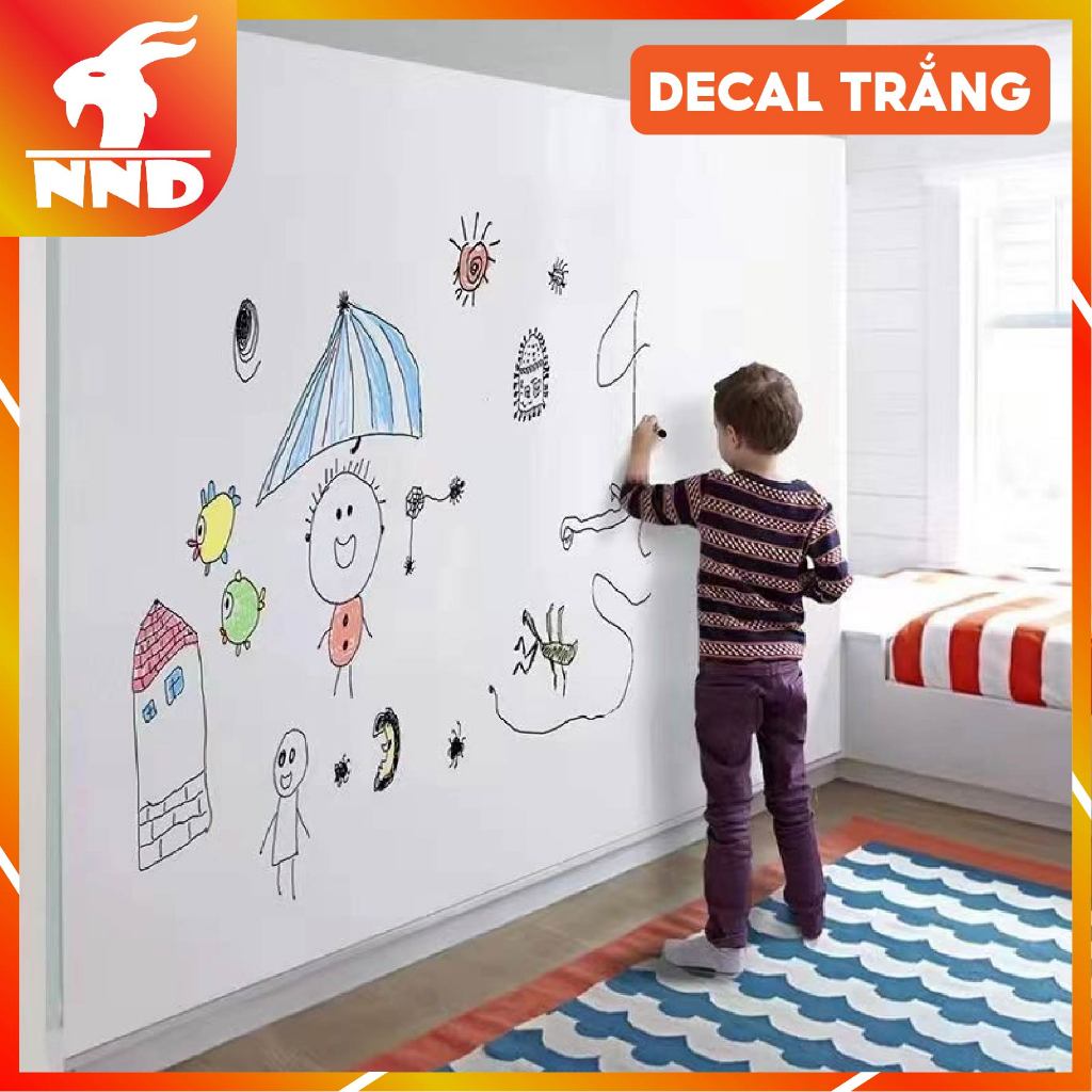 Decal Trắng dán làm Bảng Trắng Viết Bằng Bút Lông, Bảng Thông Minh có sẵn keo