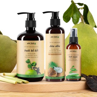 Bộ 3 Gội Xả Xịt bưởi - Chăm sóc toàn diện cho tóc khỏe mạnh và mềm mượt Giọt Lành