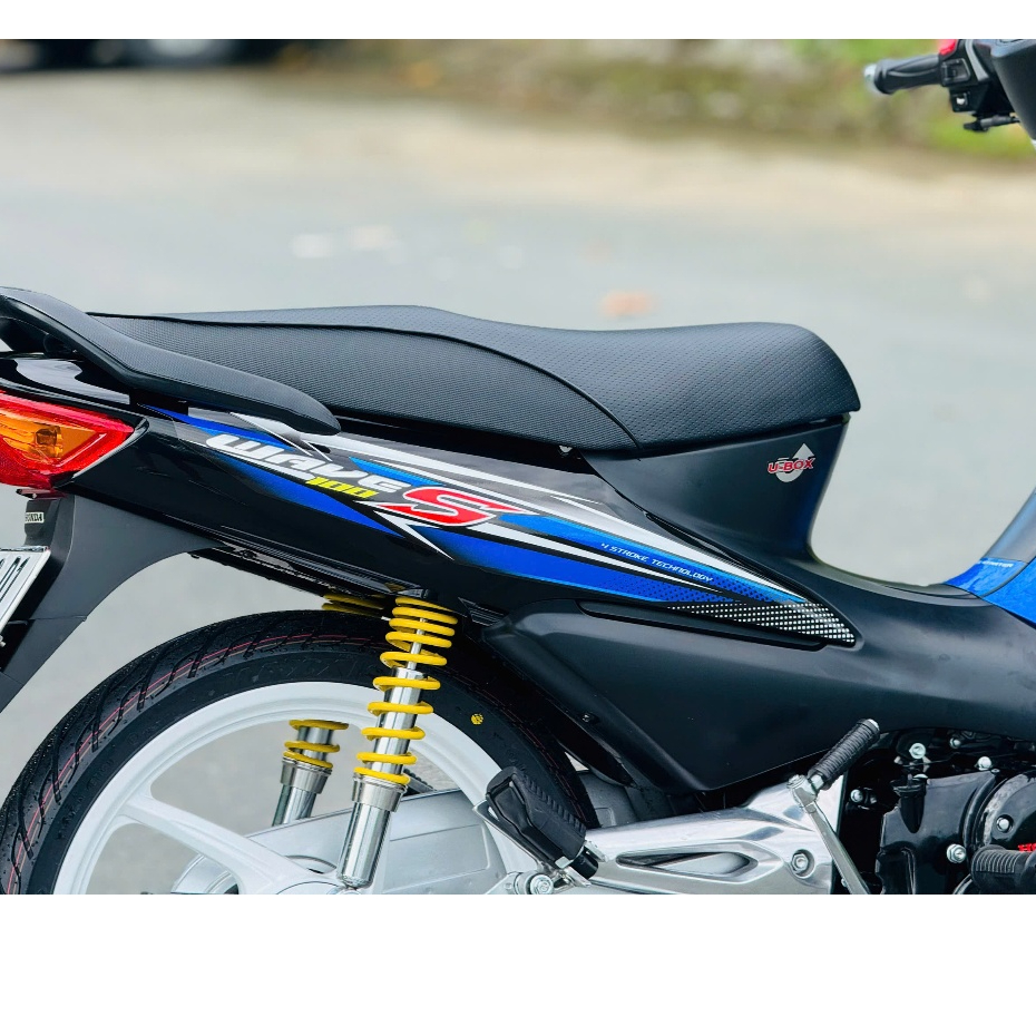TEM XE WAVE S 100-THIẾT KẾ CAO CẤP -  WAVE LỚN XANH ĐEN - TEM RỜI CAO CẤP