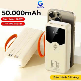 Pin Sạc dự phòng 50000mAh sạc nhanh 22,5W/120W có dây cắm nhiều điện thoại - Gutek GT240