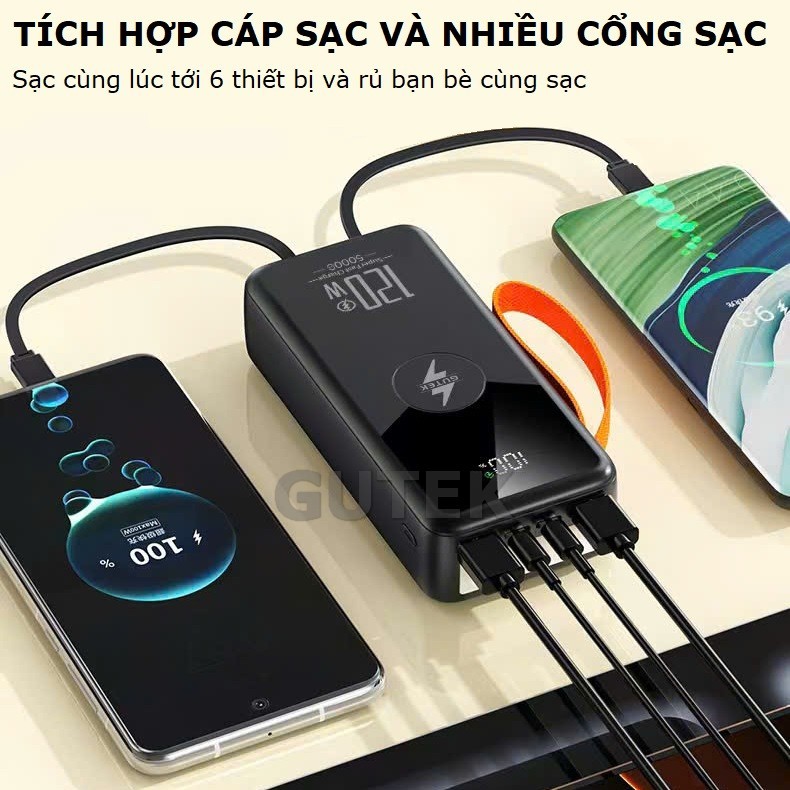 Pin sạc dự phòng 50000mAh Gutek GT240 sạc nhanh 22,5W có dây cắm nhiều điện thoại | BigBuy360 - bigbuy360.vn