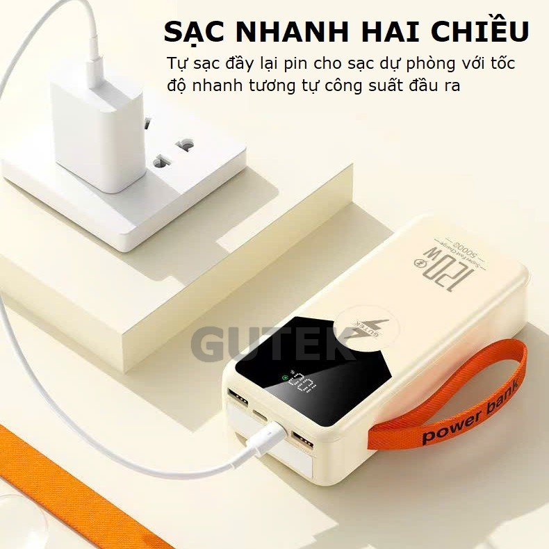 Pin sạc dự phòng 50000mAh Gutek GT240 sạc nhanh 22,5W có dây cắm nhiều điện thoại | BigBuy360 - bigbuy360.vn