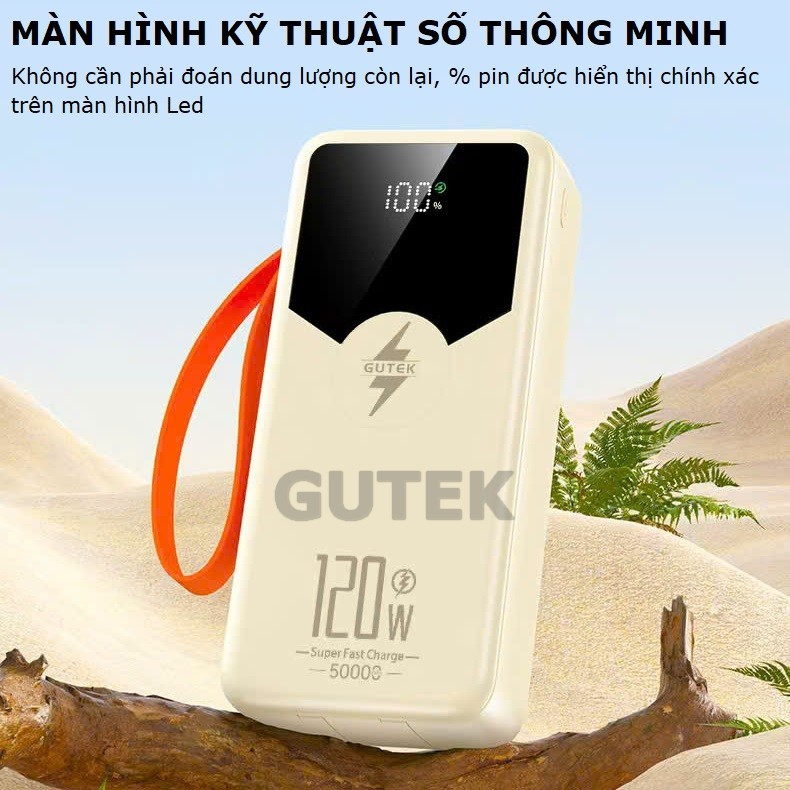 Pin sạc dự phòng 50000mAh Gutek GT240 sạc nhanh 22,5W có dây cắm nhiều điện thoại | BigBuy360 - bigbuy360.vn