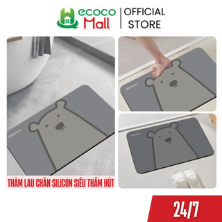  Thảm lau chân ECOCO gấu nâu nhỏ Thảm trải sàn silicon siêu thấm hút cho nhà bếp nhà tắm phòng khách thế hệ mới 