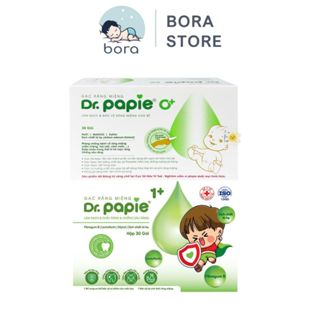 Gạc rơ lưỡi Dr Papie chiết xuất lá hẹ làm sạch răng, lưỡi, nướu và khoang miệng cho bé [Hộp 30 gói]