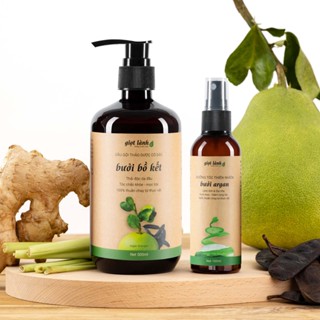 Bộ dầu gội bưởi bồ kết - Xịt tóc bưởi thuần chay Giọt Lành
