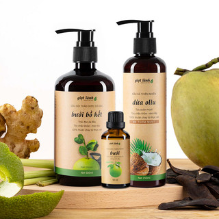  Combo 3 món: Gội - Xả - Tinh dầu bưởi nguyên chất hỗ trợ kích mọc tóc phục hồi tóc hư tổn 