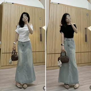   HÀNG SẴN  Chân váy jeans đuôi cá XANH NHẠT hách dáng #AH7915 