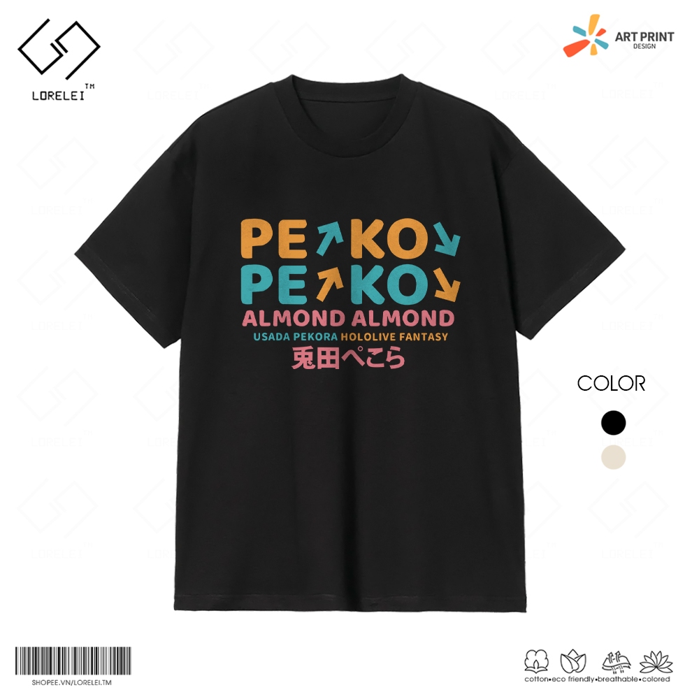 Áo thun Unisex HOLOLIVE Usada Pekora Art Cotton 100% ngắn tay