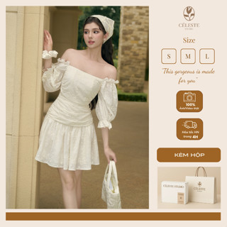 [LIMITED CÉLESTE] Váy Đầm Trễ Vai Dáng Ngắn Libe Dress Váy xòe nữ, Váy Ngắn Tiểu Thư, Váy Trễ Vai, Chân Váy Ngắn Xòe