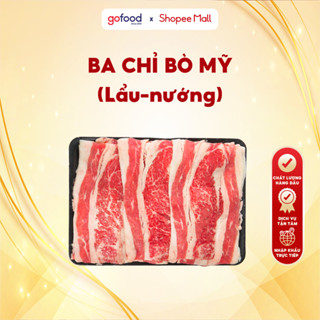 [Hỏa Tốc HN] Ba Chỉ Bò Mỹ Black Angus (Cao Cấp) Khay 500gr Chuyên Nướng, Lẩu, Nhúng Phở, Xào... - Gofood
