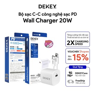  Combo Sạc Nhanh DEKEY Cốc Sạc 20W + Dây Sạc C-C Giải pháp sạc nhanh bền bỉ và an toàn cho người dùng 