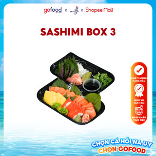 [Hỏa Tốc HN] Sashimi Box 3 1-2 Người Gồm 200gr Cá Hồi Nauy Tươi, 1 Thanh Cá Trích Ép Trứng, Rau, Gia Vị Đi Kèm - Gofood
