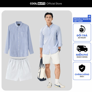 Set đồ dạo phố, đi biển du lịch Áo Sơ Mi nam Casual Kẻ sọc 100% cotton và Quần Chino nam 7 inch Coolmate