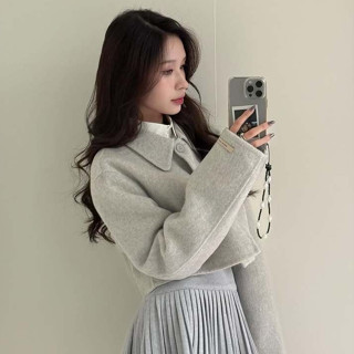 Áo Khoác Dạ Nữ Cổ Bẻ Basic Dáng Croptop Thời Trang Hàn Quốc Mùa Thu Đông Kimee - KA652