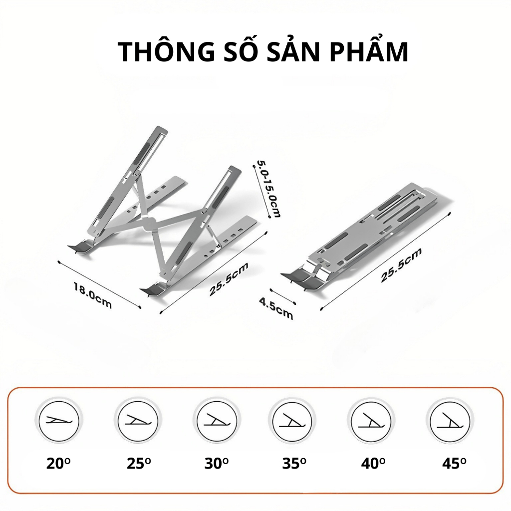 Giá Đỡ Laptop N3 Full Đệm, Chất Liệu Hợp Kim Nhôm 7 Mức Độ Cao, Kệ Máy Tính Gấp Gọn, Chống Trượt | BigBuy360 - bigbuy360.vn