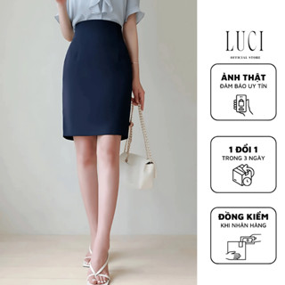 Chân váy công sở chữ A cạp cao suông dài  Hàn Quốc thiết kế cao cấp co giãn xẻ tà màu đen trắng xanh CV056